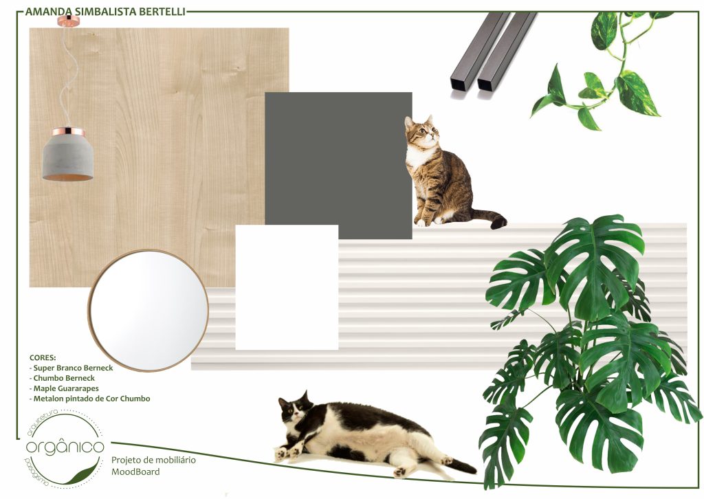 MoodBoard de cores e materiais ajudam a iniciar o projeto!
