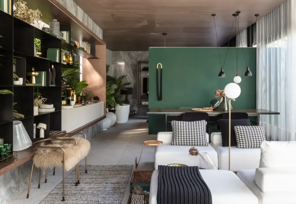 Ambiente de bem-estar decorado em verde